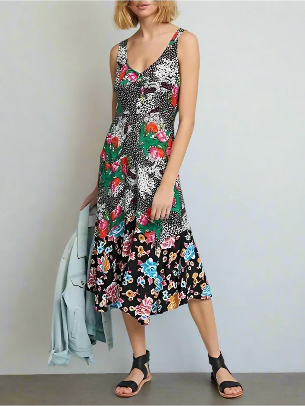 Anthropologie Maeve Violette Mixed Floral Midi Dress NEW